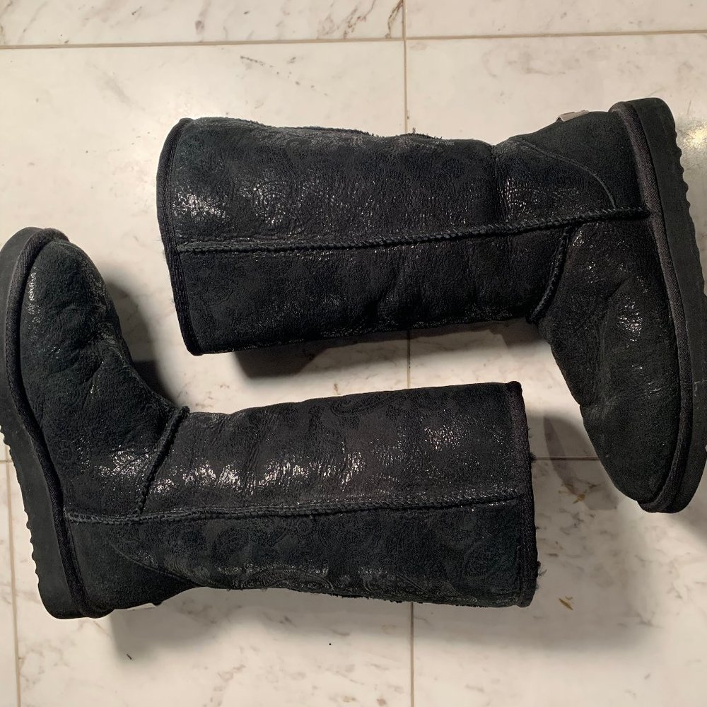 UGG Classic Tall Boots Black Paisley Print